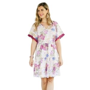 Matilda Jane Aloha Palm Midi Dress, Hawaiian Floral Tiered Dress Sz M